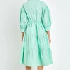 ENGLISH FACTORY Puff Sleeve | Tops*- V-neckline Puff Sleeve Midi Dress