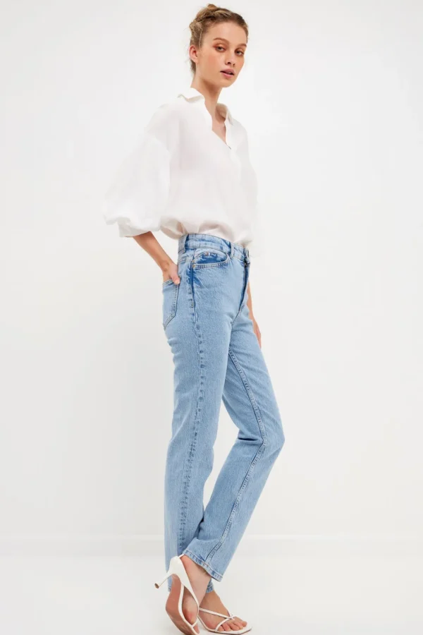ENGLISH FACTORY Shirts & Blouses*- V-Neckline Drop Shoulder Blouse WHITE