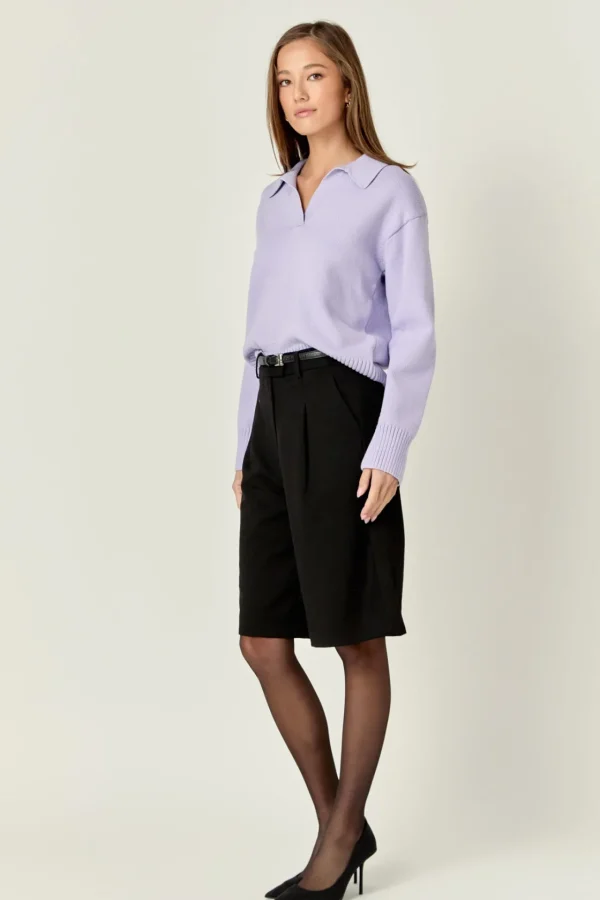 ENGLISH FACTORY Sweaters & Knits | Tops*- V-neckline with Collar Sweater