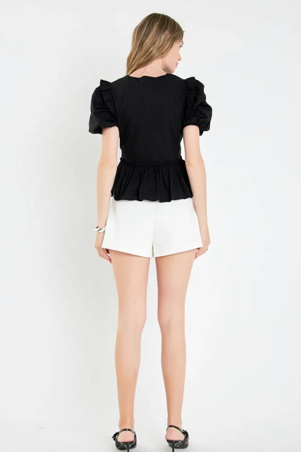ENGLISH FACTORY Tops*- V-neckline Puff Sleeve Top