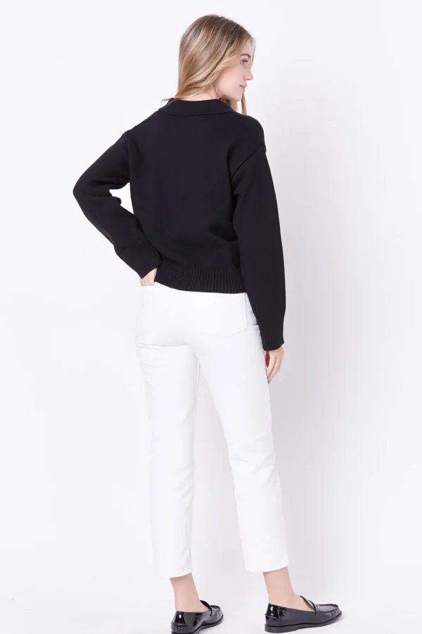 ENGLISH FACTORY Sweaters & Knits | Tops*- V-neckline with Collar Sweater