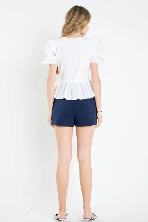 ENGLISH FACTORY Tops*- V-neckline Puff Sleeve Top