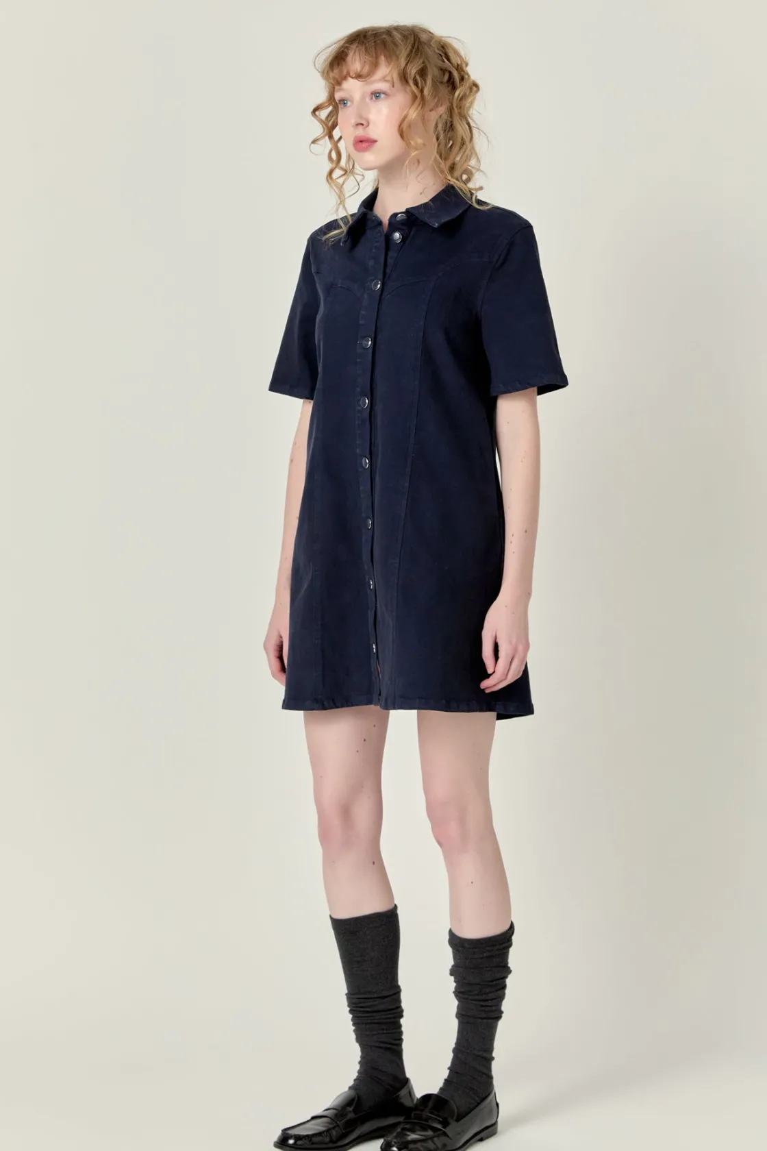 english_factory__washed_d_1.webp ENGLISH FACTORY White Dresses | Tops*- Washed Denim Mini Dress