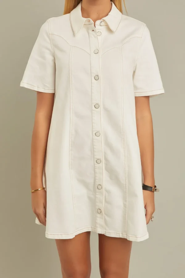 ENGLISH FACTORY White Dresses | Tops*- Washed Denim Mini Dress