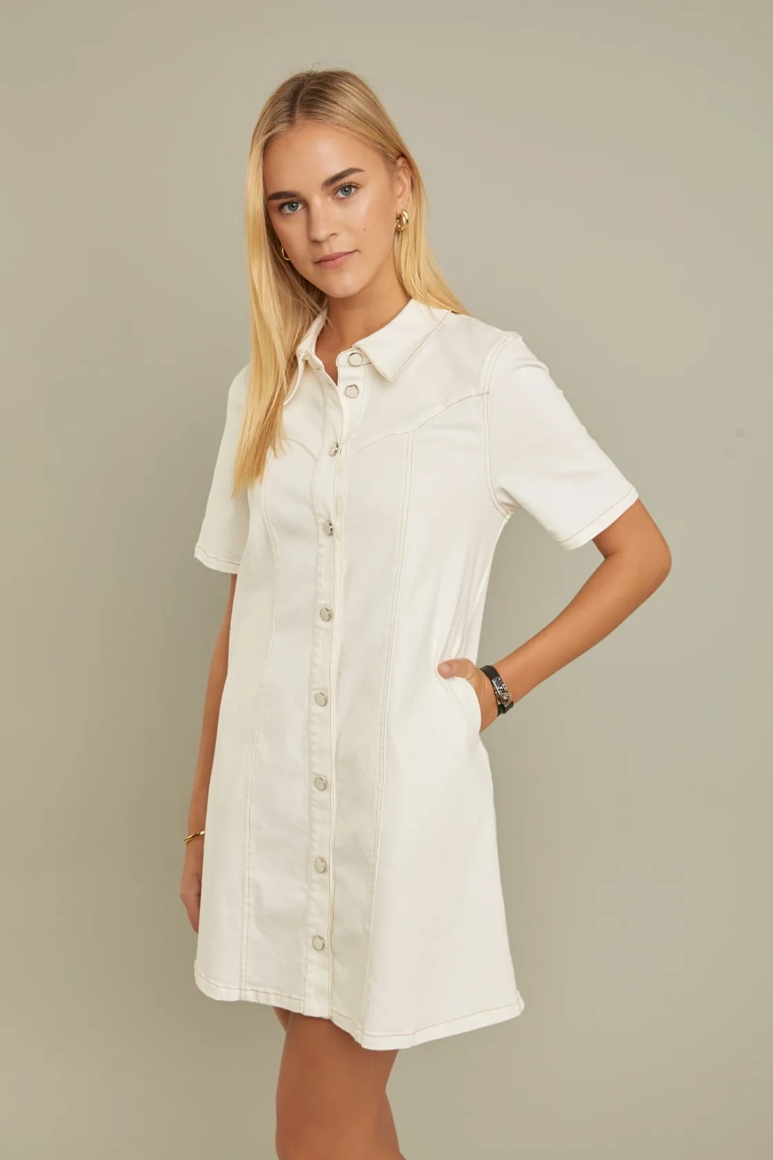 english_factory__washed_d_13.webp ENGLISH FACTORY White Dresses | Tops*- Washed Denim Mini Dress