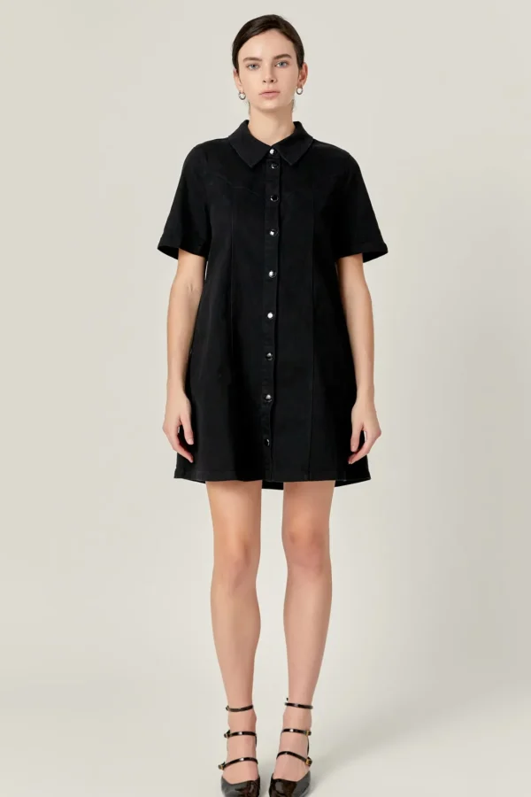 ENGLISH FACTORY White Dresses | Tops*- Washed Denim Mini Dress