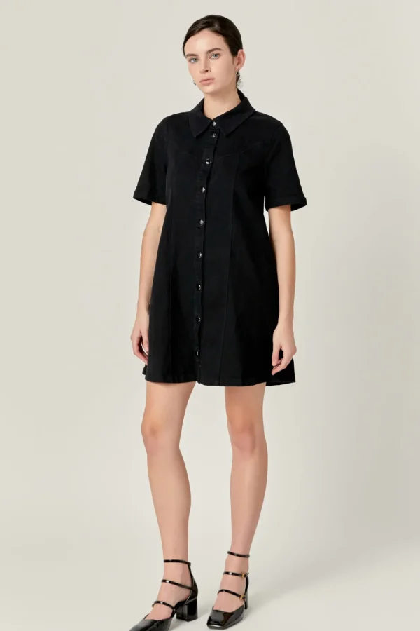 ENGLISH FACTORY White Dresses | Tops*- Washed Denim Mini Dress