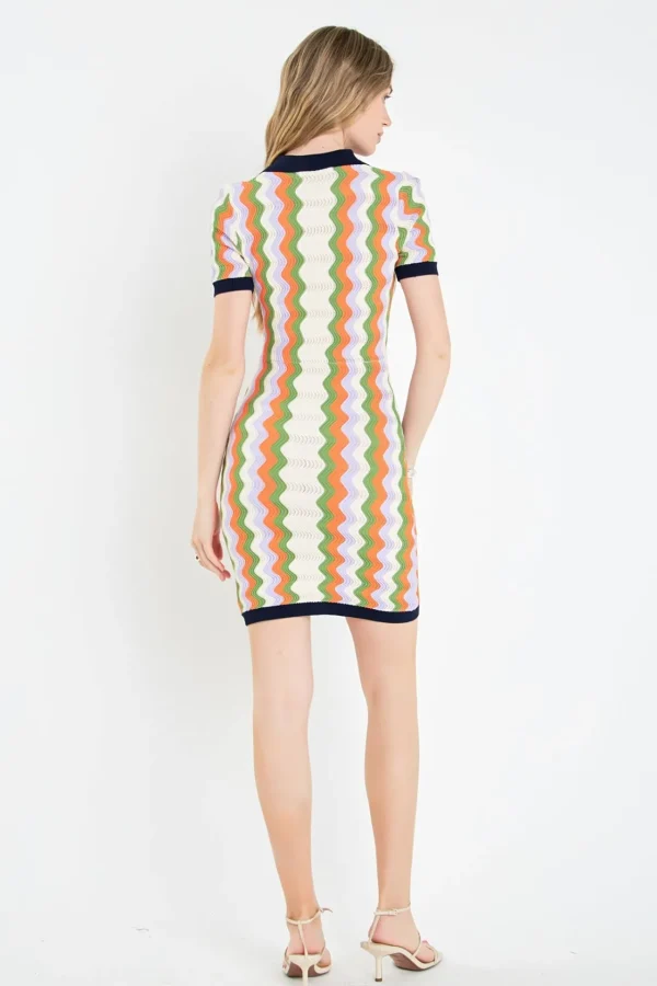 ENGLISH FACTORY Tops*- Wavy Stripes Knit Mini Dress MULTI