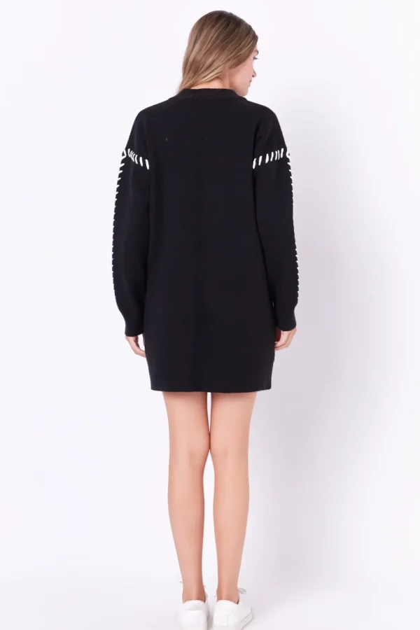 ENGLISH FACTORY Knit Dresses | Sweaters & Knits*- Whip Stitched Knit Mini Dress BLACK/IVORY