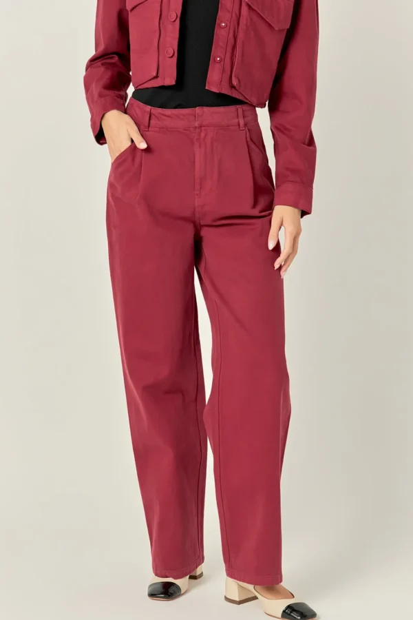 ENGLISH FACTORY Matching Sets | Pants*- Wide Leg High Waisted Pants BURGUNDY