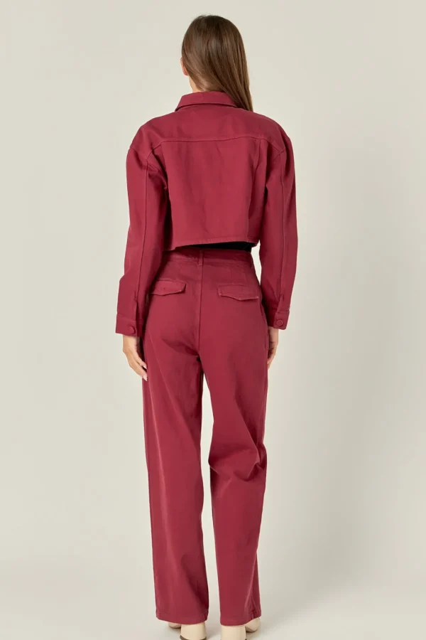 ENGLISH FACTORY Matching Sets | Pants*- Wide Leg High Waisted Pants BURGUNDY
