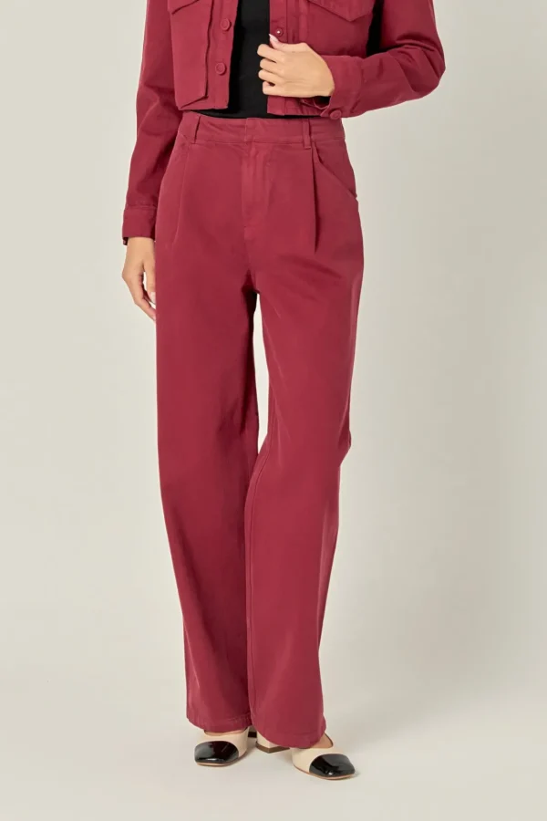 ENGLISH FACTORY Matching Sets | Pants*- Wide Leg High Waisted Pants BURGUNDY