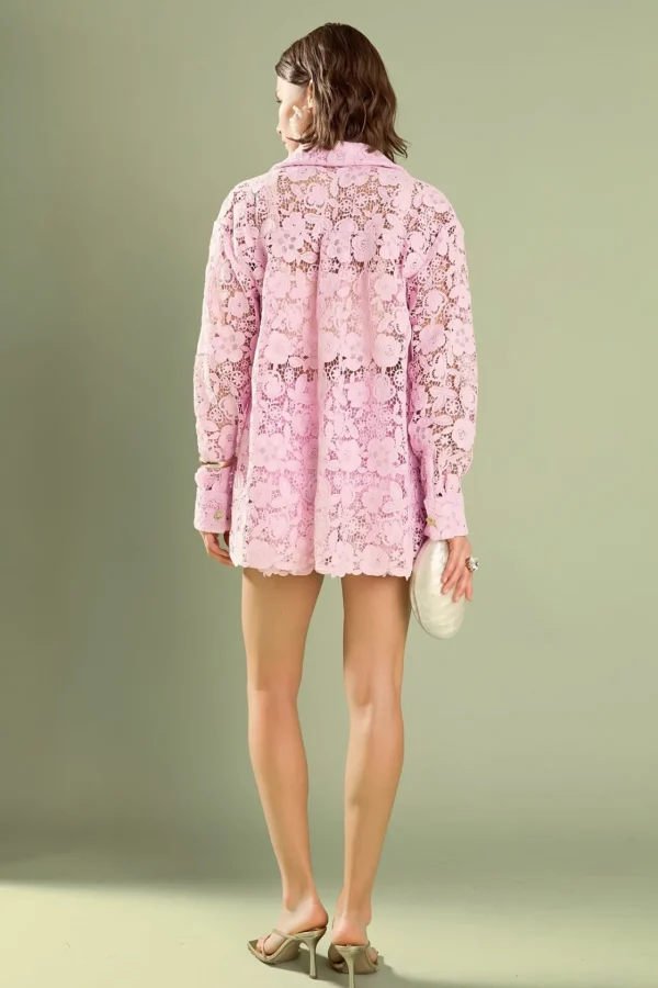 ENGLISH FACTORY Matching Sets | Shorts & Skorts*- Willow Floral Guipure Lace Shorts LILAC