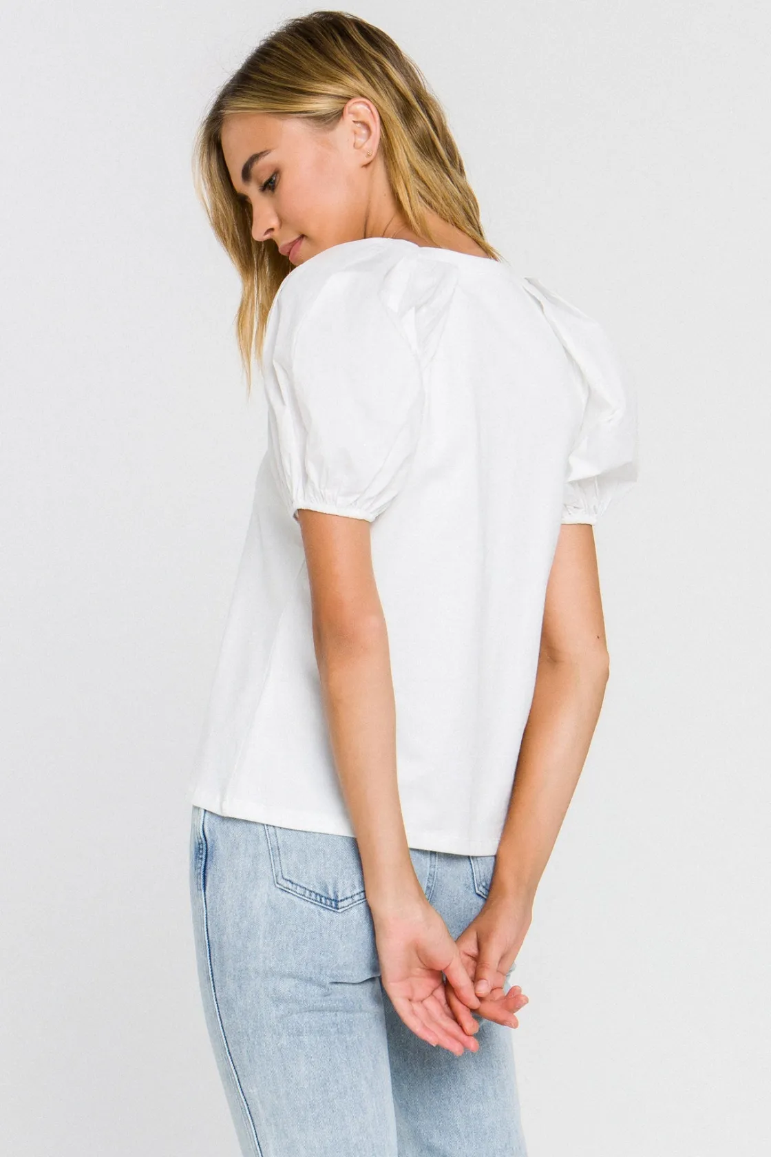 english_factory__women_kn_2-1.webp ENGLISH FACTORY Tops*- Women Knit Puff Sleeve Shirt WHITE