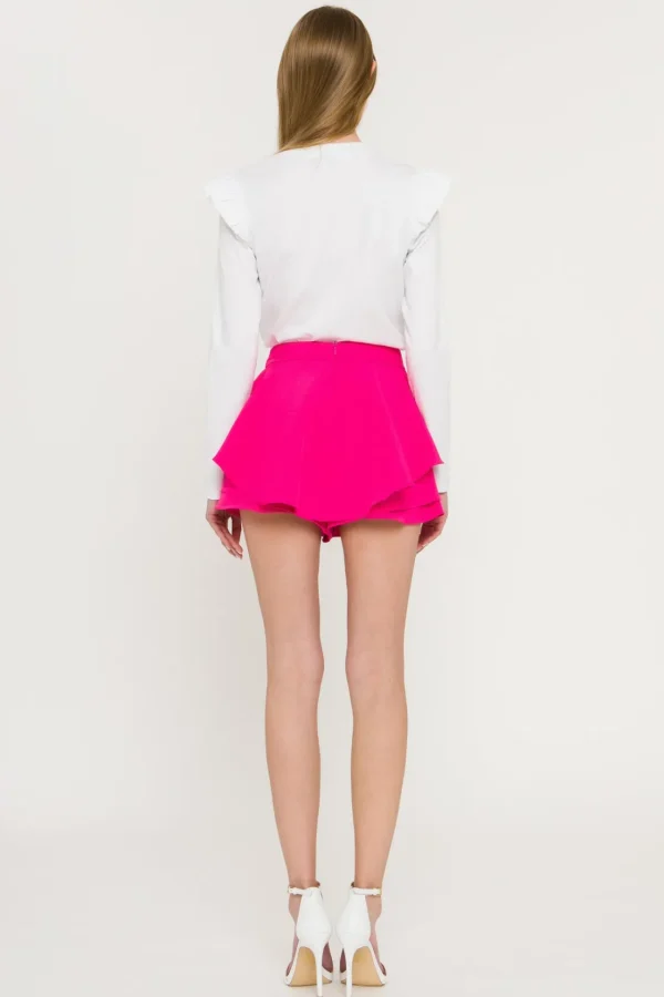ENGLISH FACTORY Tops*- Women Knit Long Sleeve Shirt WHITE