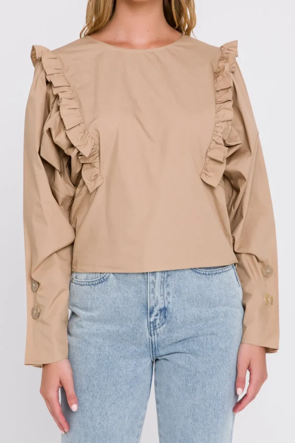 ENGLISH FACTORY Shirts & Blouses*- Women Woven Blouse - Final Sale TAN