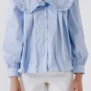 ENGLISH FACTORY Shirts & Blouses*- Women Woven Ruffled Collar Blouse POWDERBLUE