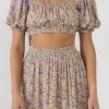 ENGLISH FACTORY Matching Sets | Tops*- Women Woven Floral Cropped Blouse YELLOW/PURPLE