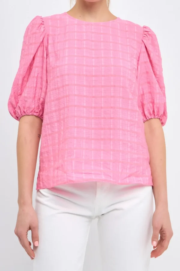ENGLISH FACTORY Tops*- Women Woven Plaid Blouse
