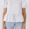 ENGLISH FACTORY Tops*- Women Woven Blouse WHITE