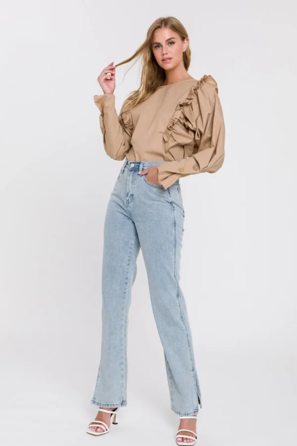 ENGLISH FACTORY Shirts & Blouses*- Women Woven Blouse - Final Sale TAN