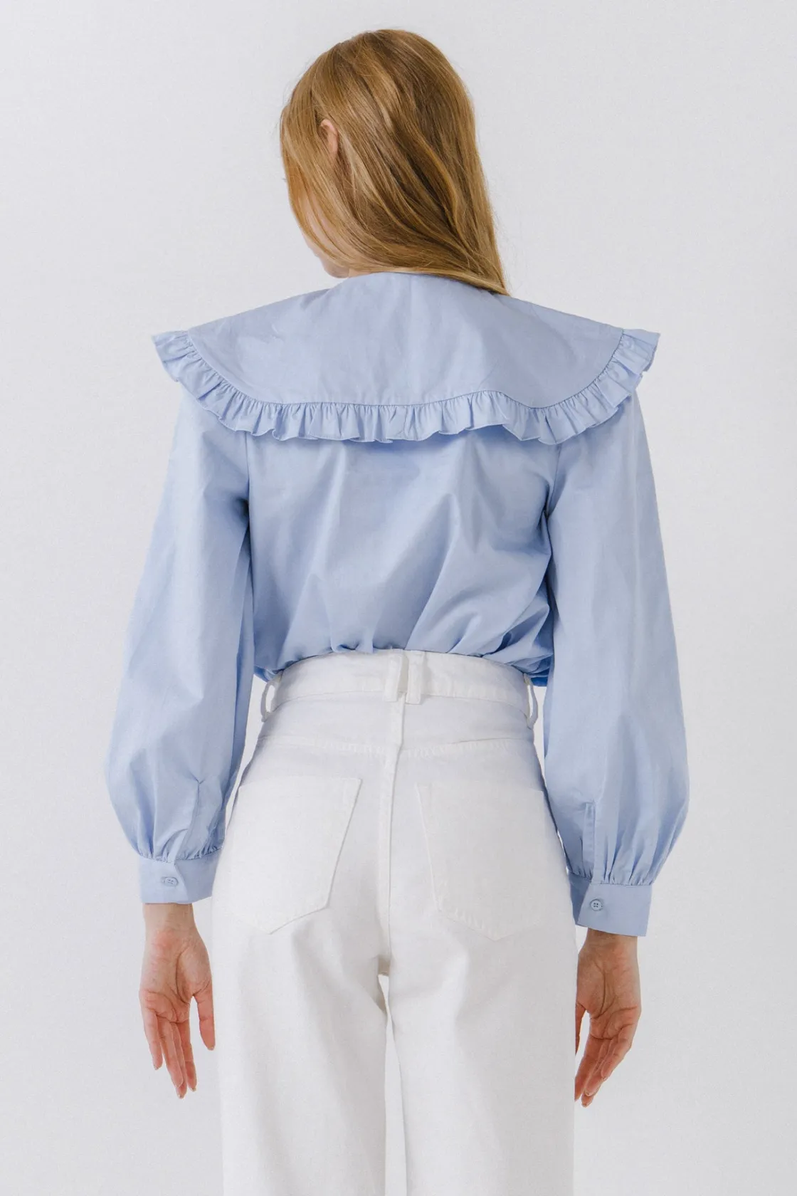 english_factory__women_wo_2-16.webp ENGLISH FACTORY Shirts & Blouses*- Women Woven Ruffled Collar Blouse POWDERBLUE