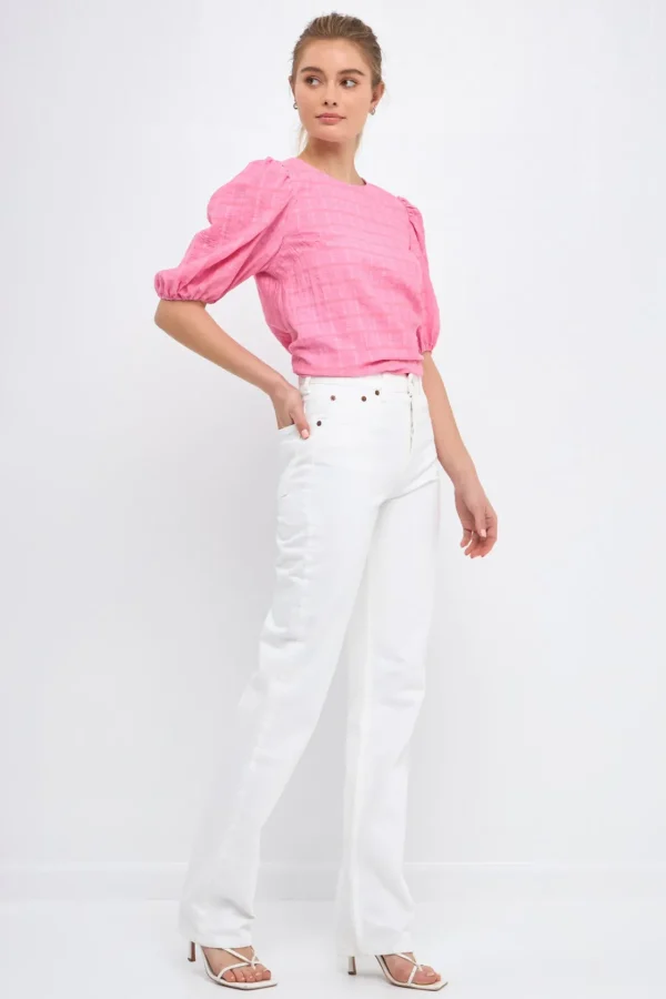 ENGLISH FACTORY Tops*- Women Woven Plaid Blouse
