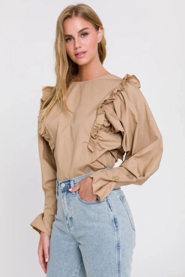 ENGLISH FACTORY Shirts & Blouses*- Women Woven Blouse - Final Sale TAN