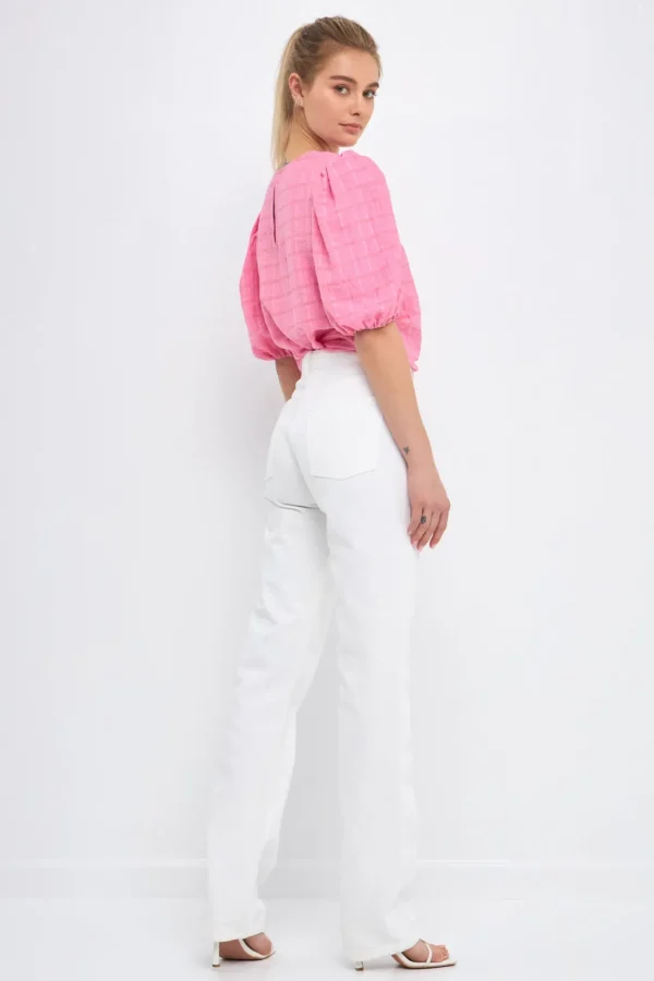 ENGLISH FACTORY Tops*- Women Woven Plaid Blouse