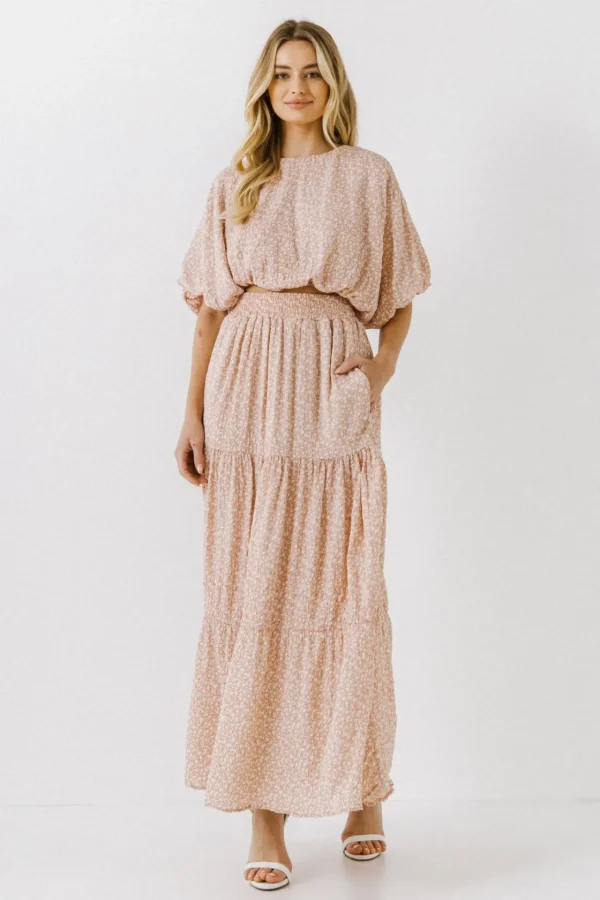 ENGLISH FACTORY Tops*- Women Woven Cropped Puff Blouse