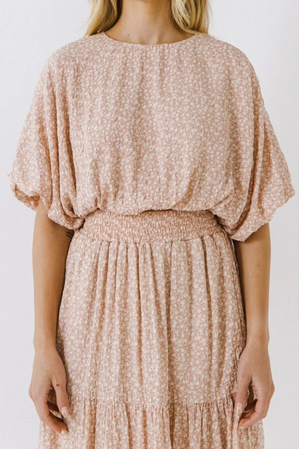 ENGLISH FACTORY Tops*- Women Woven Cropped Puff Blouse