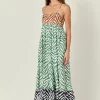 ENGLISH FACTORY Boho Dresses | Strapless*- Zebra Print Colorblocked Maxi Dress BROWNMULTI