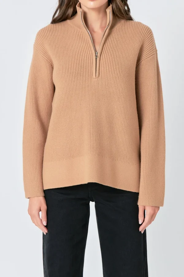 ENGLISH FACTORY Sweaters & Knits | Tops*- Zip Collared Sweater
