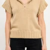 ENGLISH FACTORY Sweaters & Knits | Tops*- Zip Mock Neck Vest TAUPE