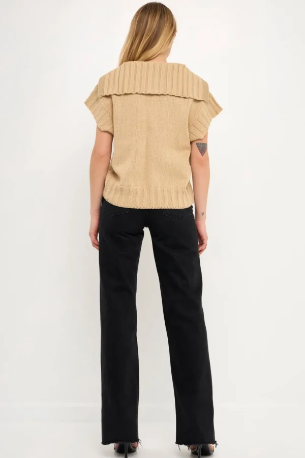 ENGLISH FACTORY Sweaters & Knits | Tops*- Zip Mock Neck Vest TAUPE
