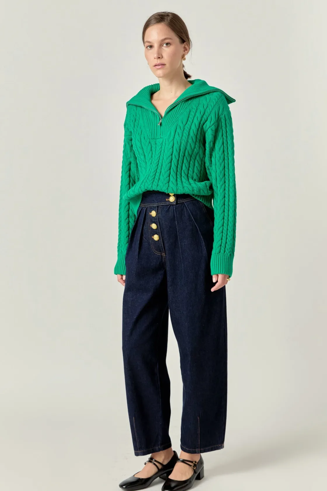 english_factory__zip_up_k_11.webp ENGLISH FACTORY Sweaters & Knits | Tops*- Zip Up Knit Top