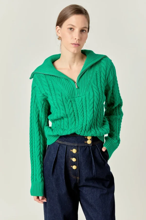 ENGLISH FACTORY Sweaters & Knits | Tops*- Zip Up Knit Top