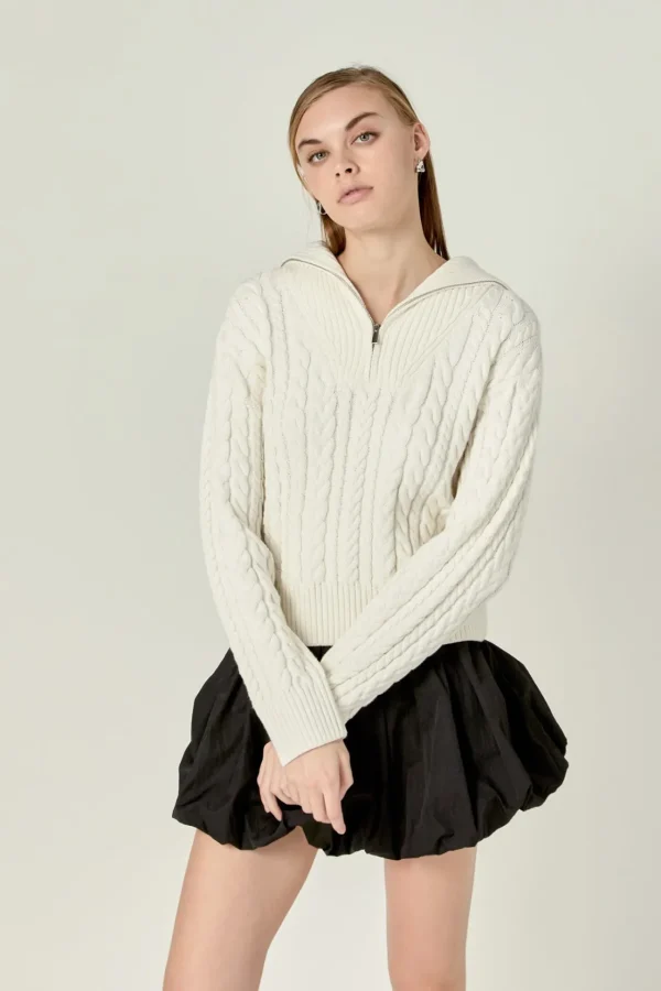 ENGLISH FACTORY Sweaters & Knits | Tops*- Zip Up Knit Top