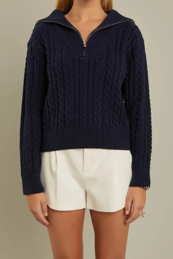 ENGLISH FACTORY Sweaters & Knits | Tops*- Zip Up Knit Top
