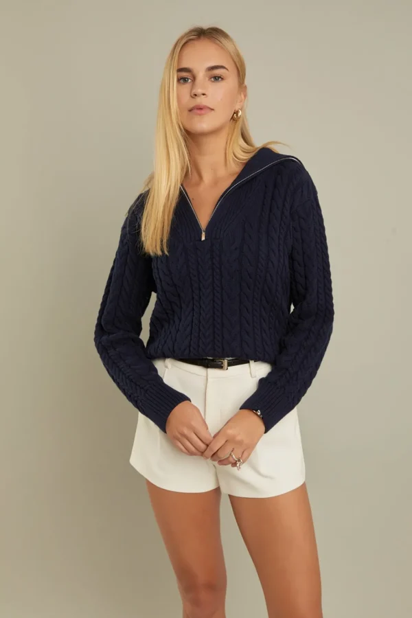 ENGLISH FACTORY Sweaters & Knits | Tops*- Zip Up Knit Top