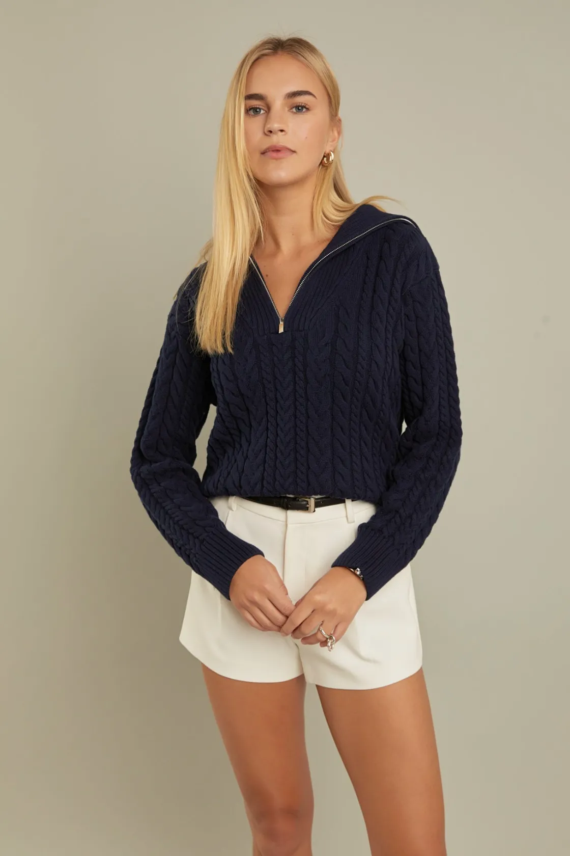 english_factory__zip_up_k_8.webp ENGLISH FACTORY Sweaters & Knits | Tops*- Zip Up Knit Top