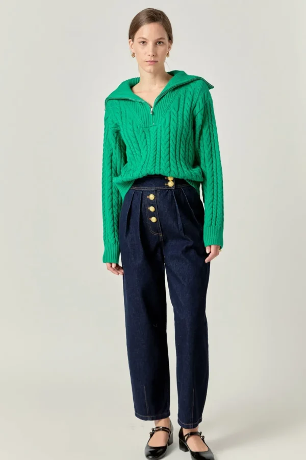 ENGLISH FACTORY Sweaters & Knits | Tops*- Zip Up Knit Top