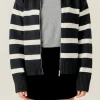 ENGLISH FACTORY Sweaters & Knits | Tops*- Zip Up Striped Sweater BLACK/IVORY