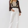 FREE THE ROSES Tops*Floral Color Block Top MULTI