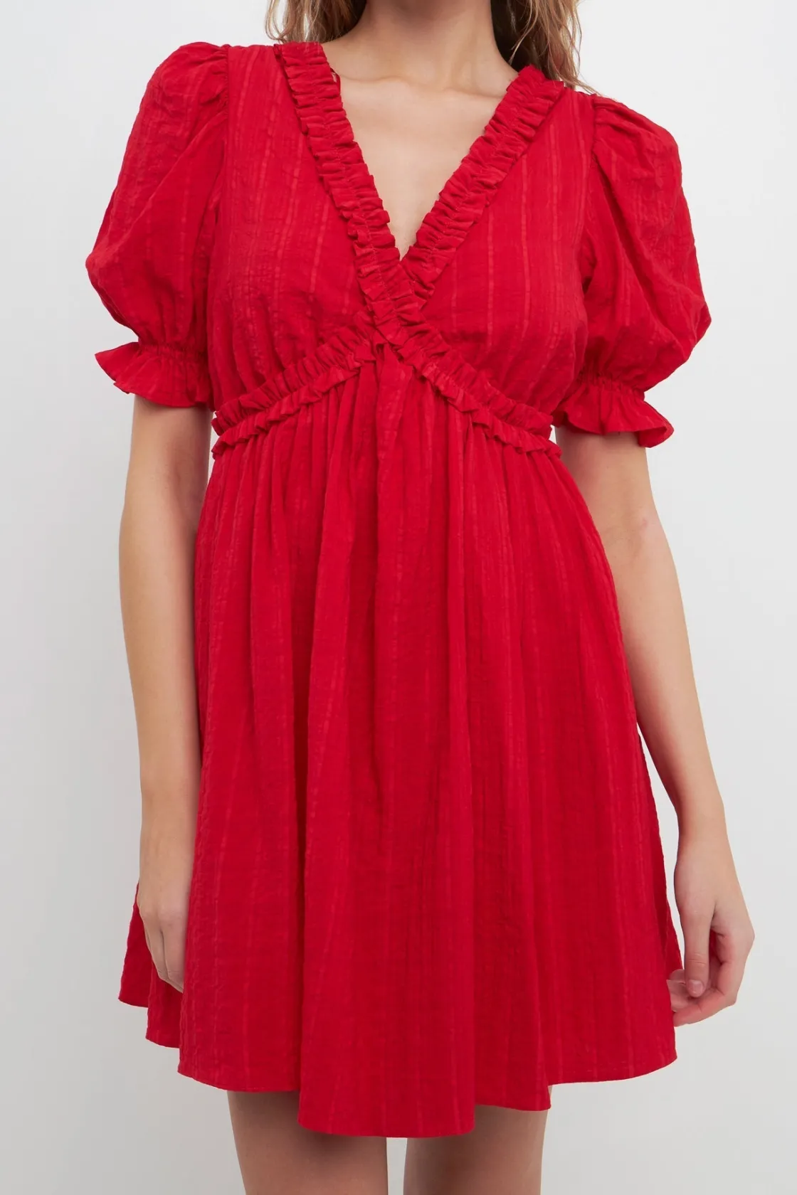 free_the_rose__double_ruf_3.webp FREE THE ROSES White Dresses | Puff Sleeve*Free The Rose - Double Ruffled Band Mini Puff Sleeve Dress