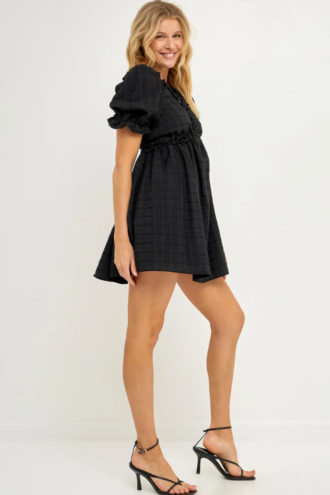 free_the_rose__double_ruf_5.webp FREE THE ROSES White Dresses | Puff Sleeve*Free The Rose - Double Ruffled Band Mini Puff Sleeve Dress