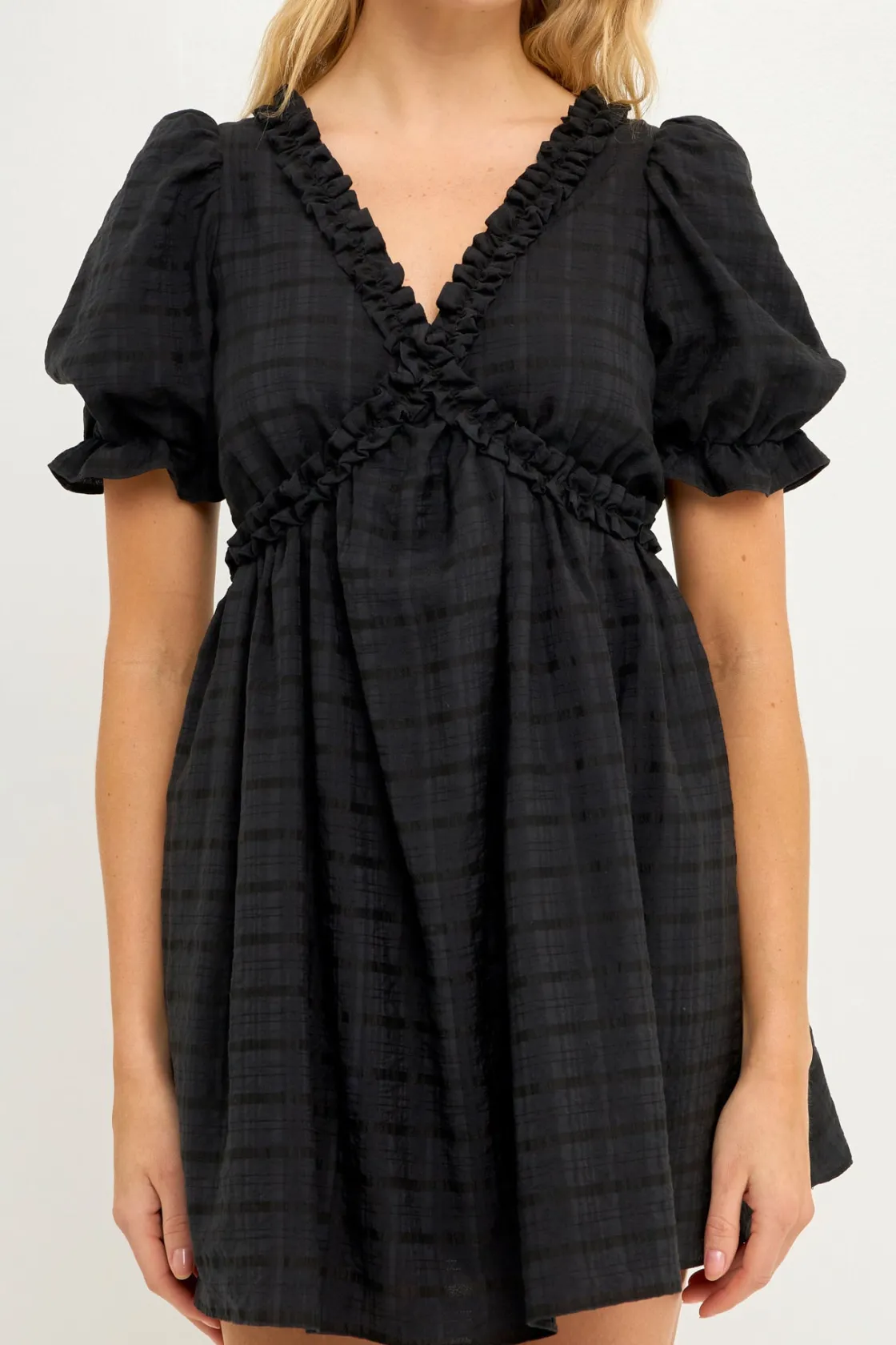 free_the_rose__double_ruf_8.webp FREE THE ROSES White Dresses | Puff Sleeve*Free The Rose - Double Ruffled Band Mini Puff Sleeve Dress