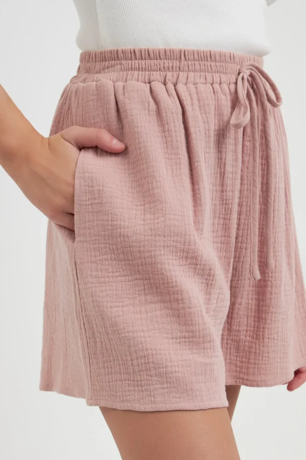 FREE THE ROSES Shorts & Skorts | Tops*Free The Rose - Gauze Shorts With Thick Elastic Band And Pockets