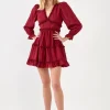 FREE THE ROSES Boho Dresses | Tops*Free The Rose - Ruffle Detail Mini Dress BURGUNDY
