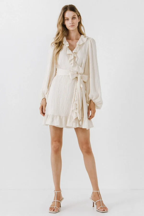 FREE THE ROSES Boho Dresses*Free The Rose - Ruffled Wrap Dress IVORY